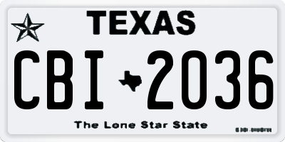 TX license plate CBI2036