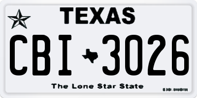 TX license plate CBI3026