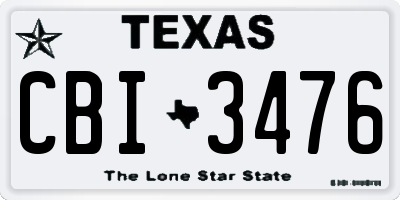 TX license plate CBI3476