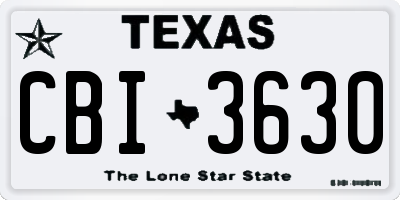 TX license plate CBI3630