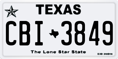 TX license plate CBI3849