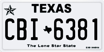 TX license plate CBI6381