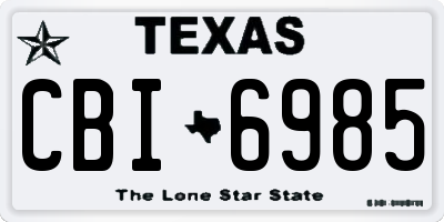 TX license plate CBI6985
