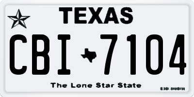 TX license plate CBI7104