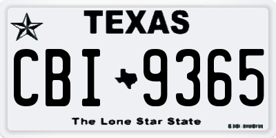 TX license plate CBI9365