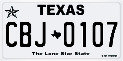 TX license plate CBJ0107