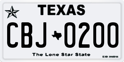 TX license plate CBJ0200