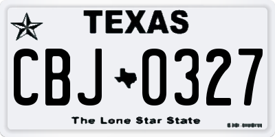 TX license plate CBJ0327