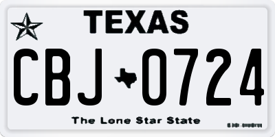 TX license plate CBJ0724