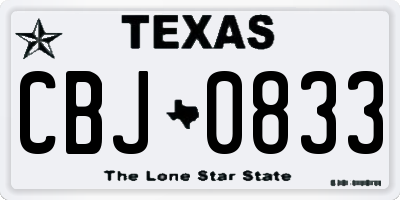 TX license plate CBJ0833