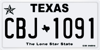 TX license plate CBJ1091