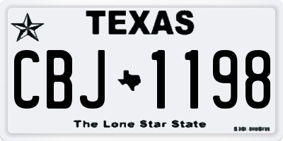 TX license plate CBJ1198