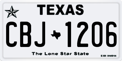 TX license plate CBJ1206