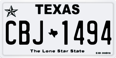 TX license plate CBJ1494