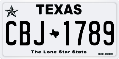 TX license plate CBJ1789