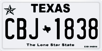 TX license plate CBJ1838