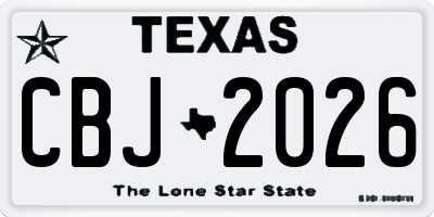 TX license plate CBJ2026