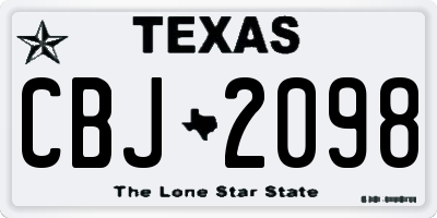 TX license plate CBJ2098