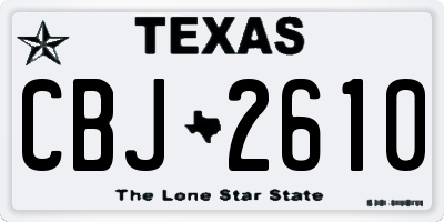 TX license plate CBJ2610