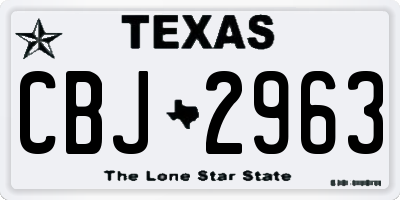 TX license plate CBJ2963