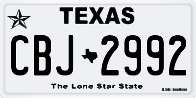 TX license plate CBJ2992