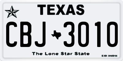 TX license plate CBJ3010