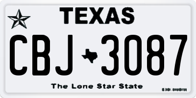 TX license plate CBJ3087