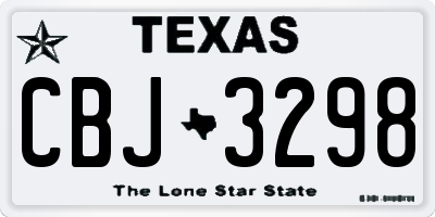 TX license plate CBJ3298