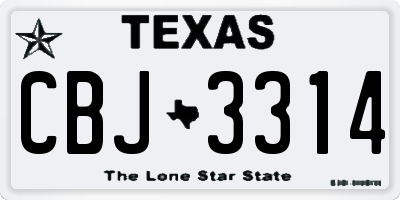 TX license plate CBJ3314