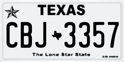 TX license plate CBJ3357