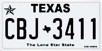 TX license plate CBJ3411