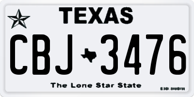TX license plate CBJ3476