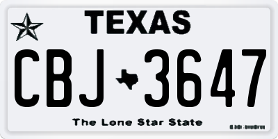 TX license plate CBJ3647