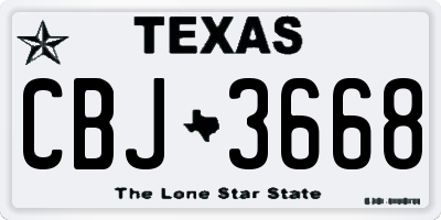 TX license plate CBJ3668
