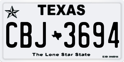 TX license plate CBJ3694