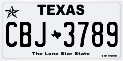TX license plate CBJ3789