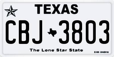 TX license plate CBJ3803
