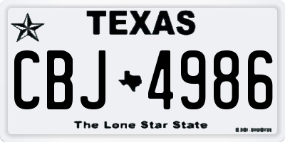 TX license plate CBJ4986