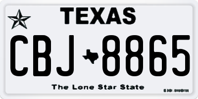 TX license plate CBJ8865
