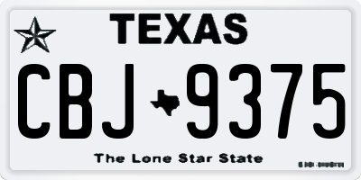 TX license plate CBJ9375