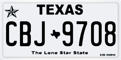 TX license plate CBJ9708