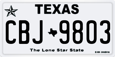 TX license plate CBJ9803