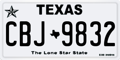 TX license plate CBJ9832