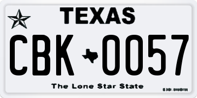 TX license plate CBK0057