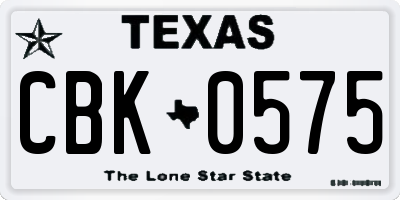 TX license plate CBK0575