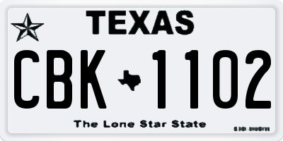 TX license plate CBK1102