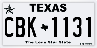 TX license plate CBK1131