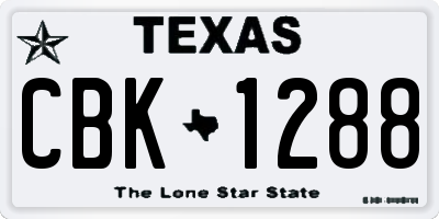 TX license plate CBK1288