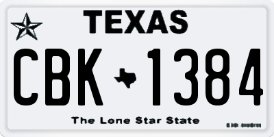 TX license plate CBK1384