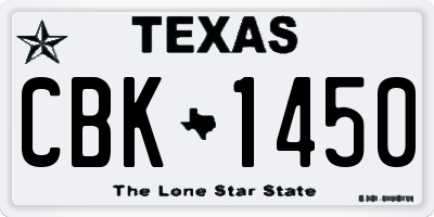 TX license plate CBK1450